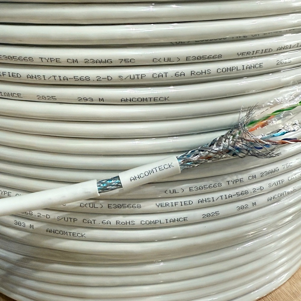 Cáp mạng CAT6A SF FTP bọc bạc chống nhiễu, ANCOMTECK ACT-305-6AFTPWH
